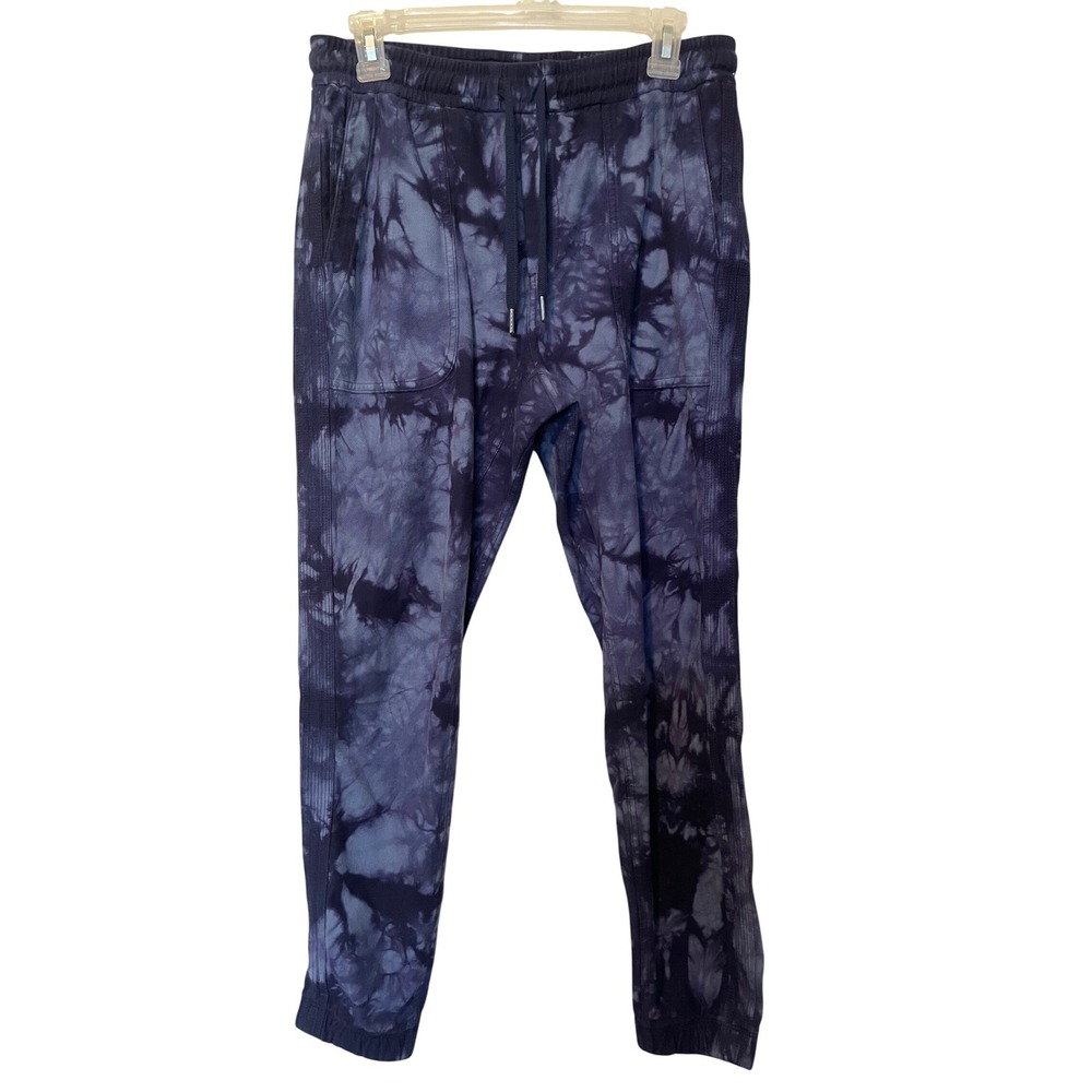 Athleta Farallon Jogger Pants Womens Small Navy Blue Tie Dye Cotton Blend Lounge